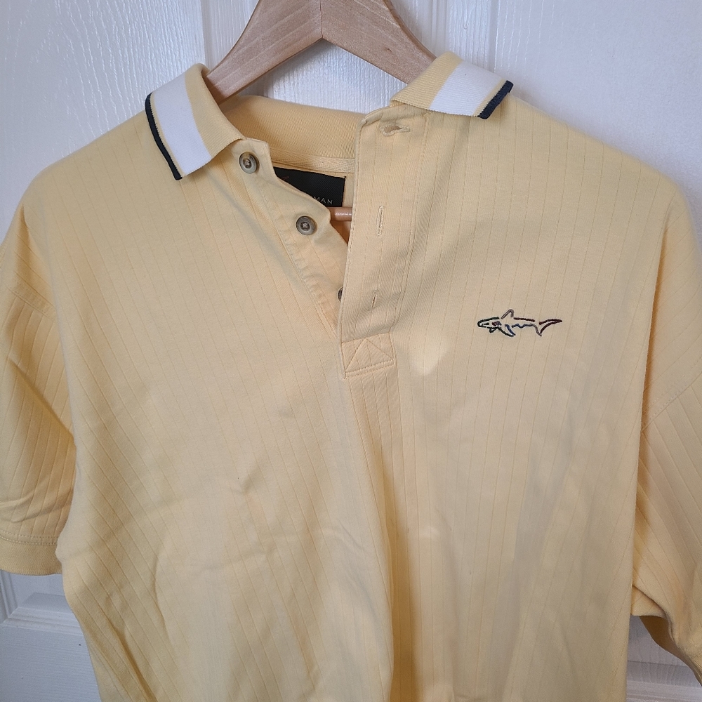 (725) Greg Norman Men's Three Button Golf Polo Shirt, Size: Small Color: Yellow